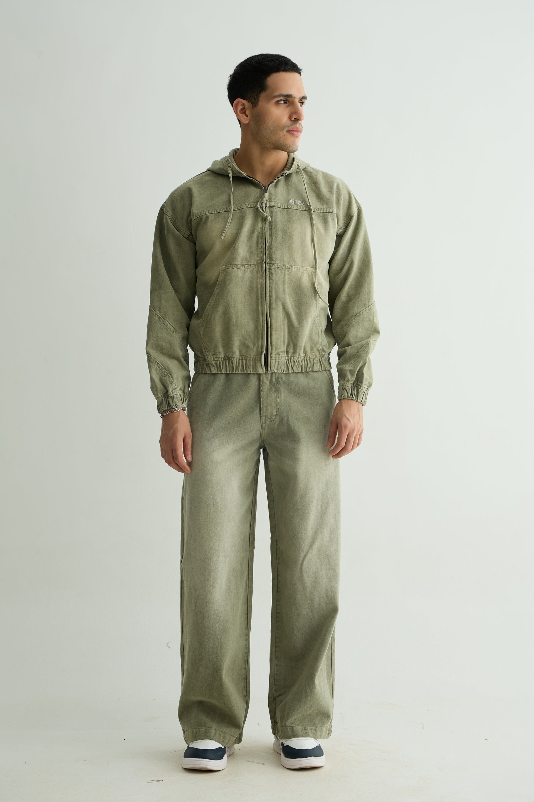 Olive Washed Denim Co-ord Set