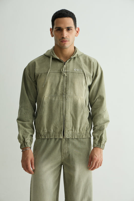 Olive Washed Denim Co-ord Set