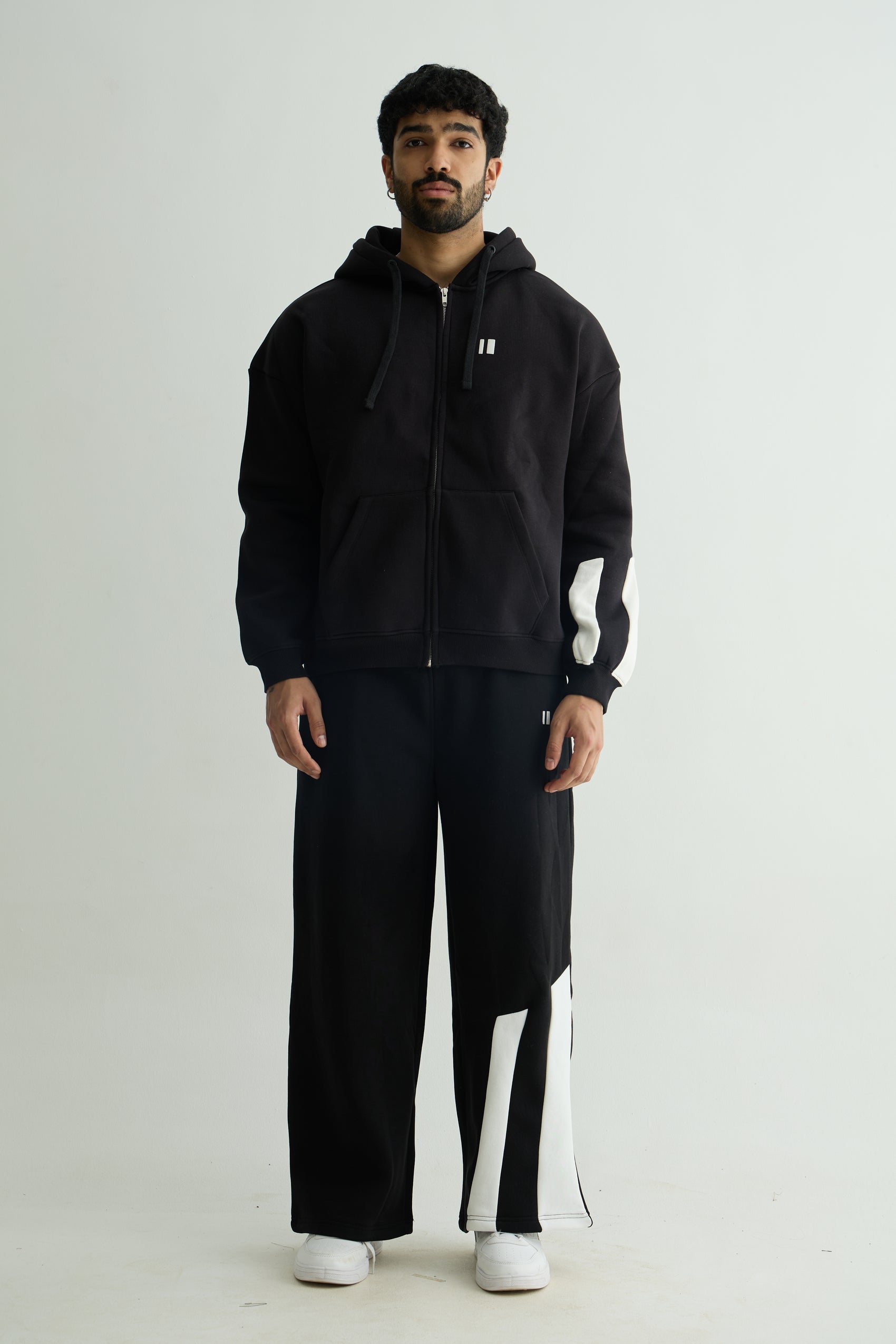 Black Everyday Zipper Hoodie + Sweatpants Set