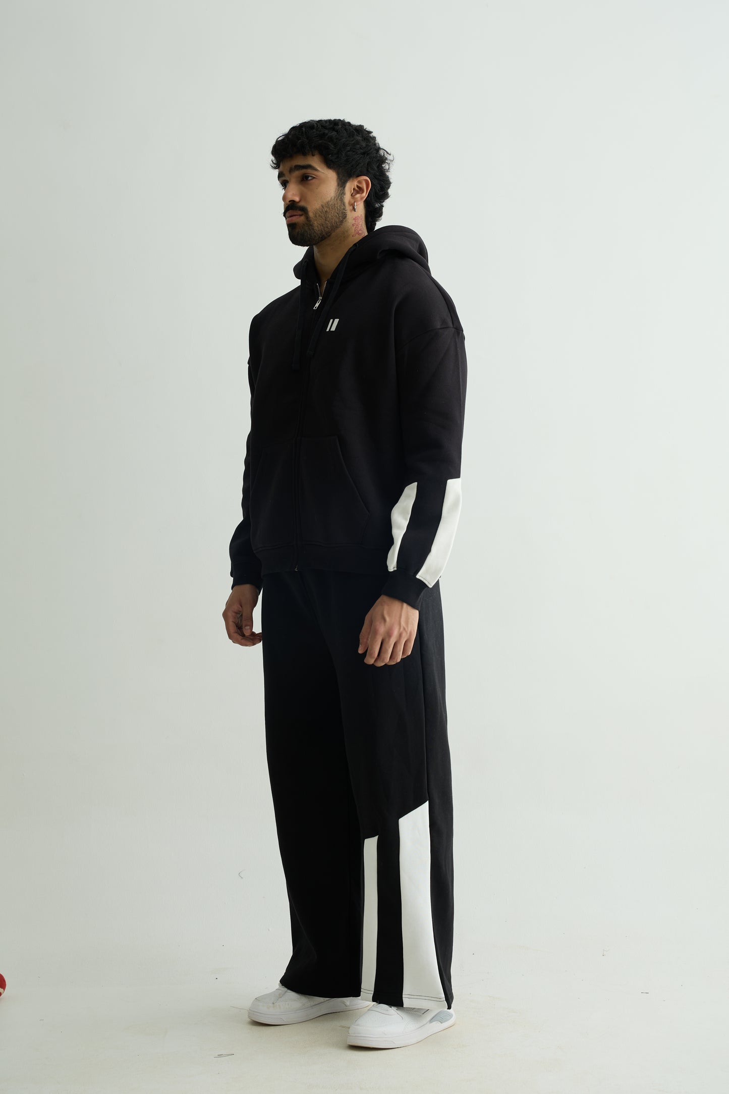 Black Everyday Zipper Hoodie + Sweatpants Set