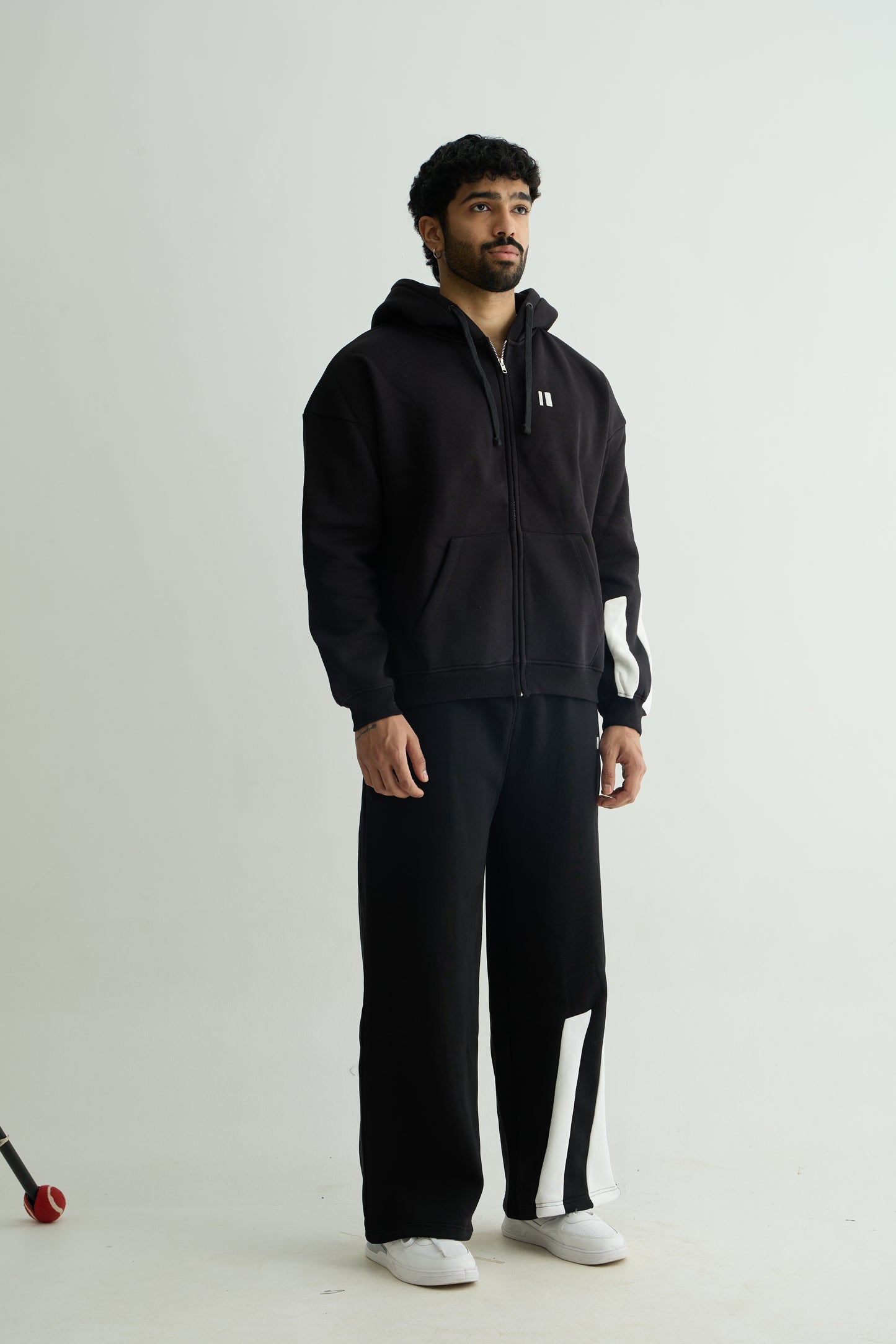 Black Everyday Zipper Hoodie + Sweatpants Set
