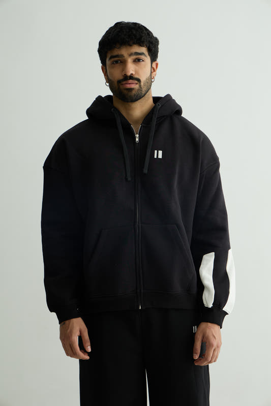 Black Everyday Zipper Hoodie + Sweatpants Set