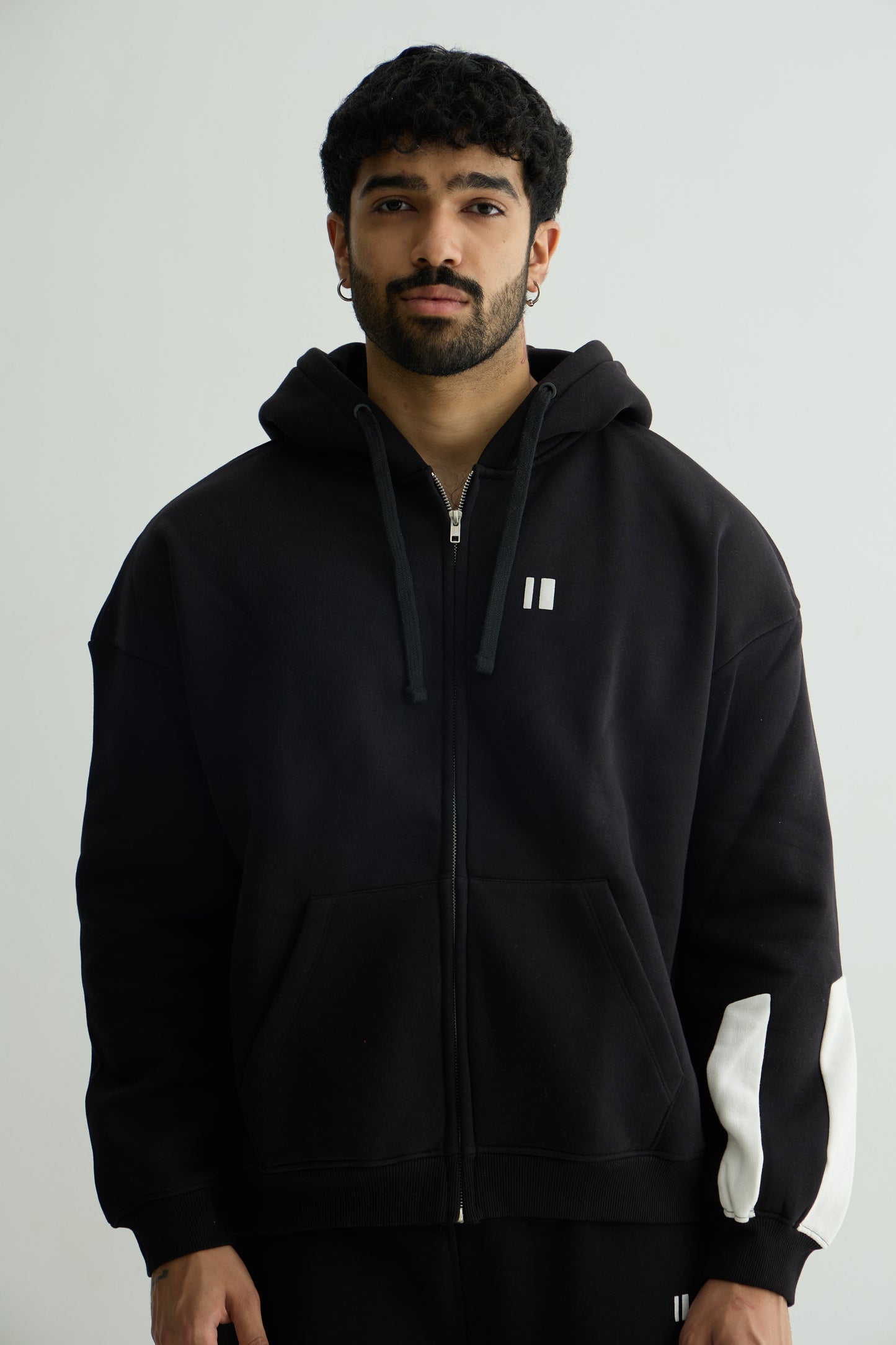Black Everyday Zipper Hoodie + Sweatpants Set