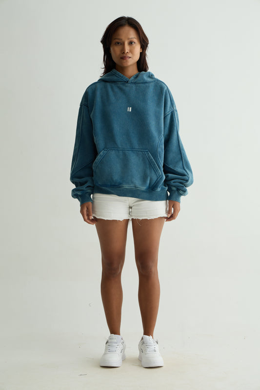 Sea Blue Washed Hoodie