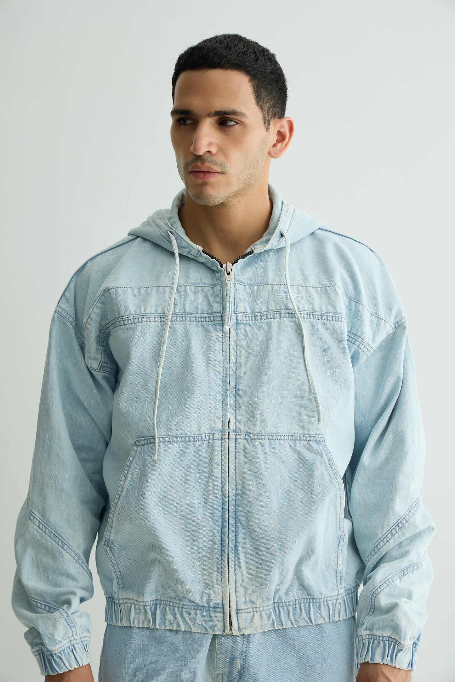 Light Blue Washed Denim Hoodie