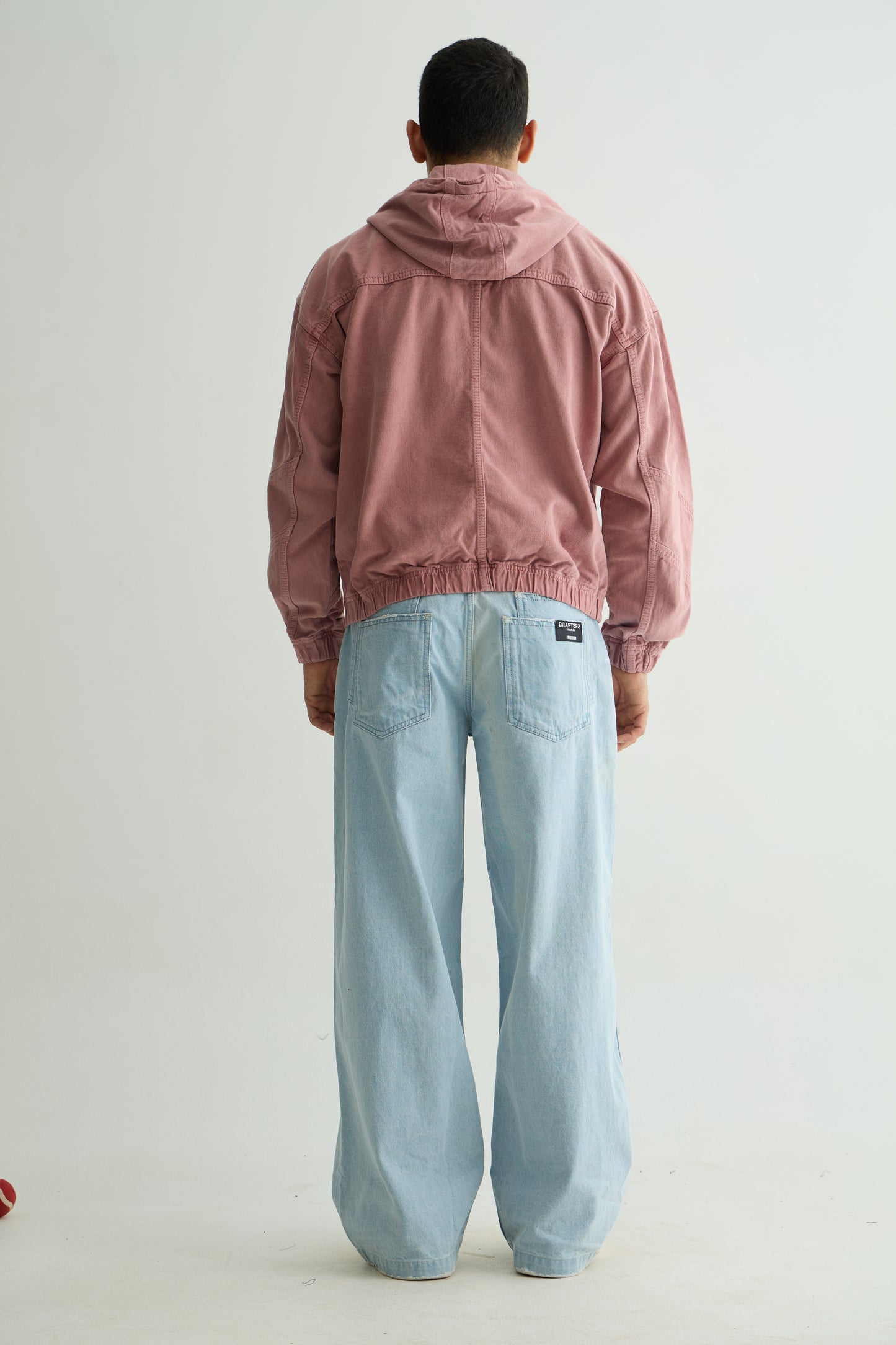 Pink Washed Denim Hoodie