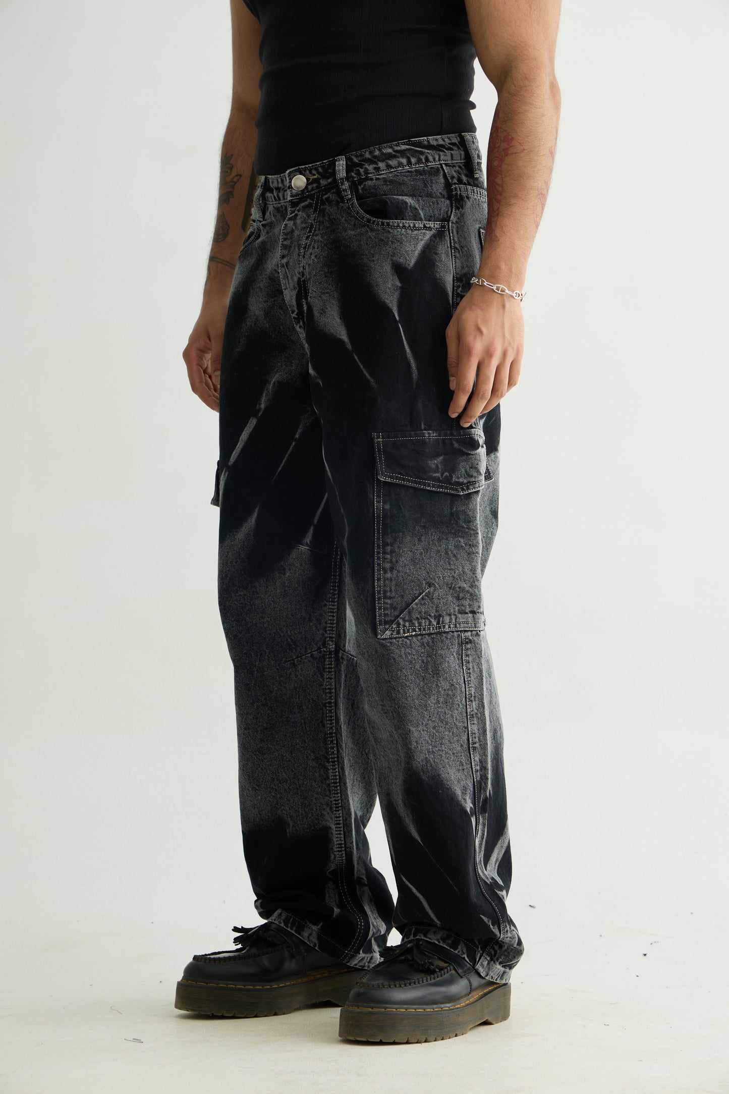 Black Fade Utility Cargos