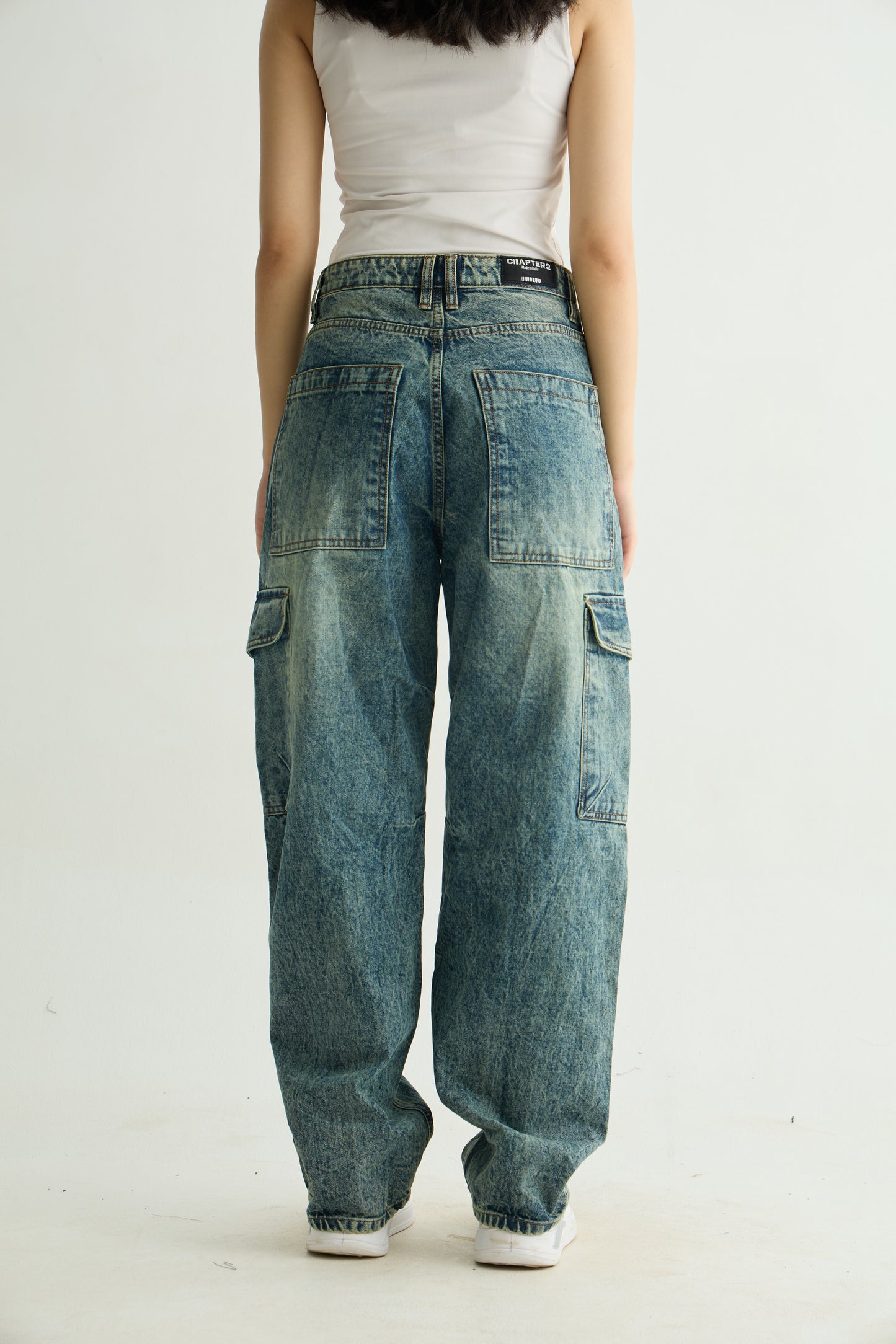 Stone Wash Denim Cargos