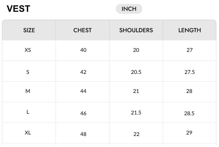 Size chart