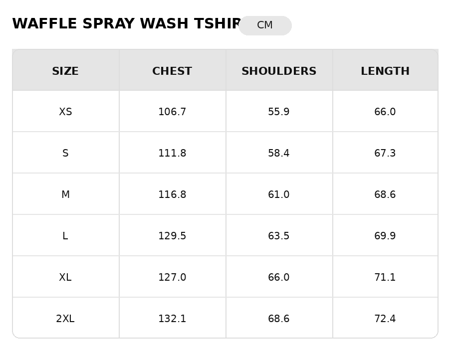 Size chart - CM