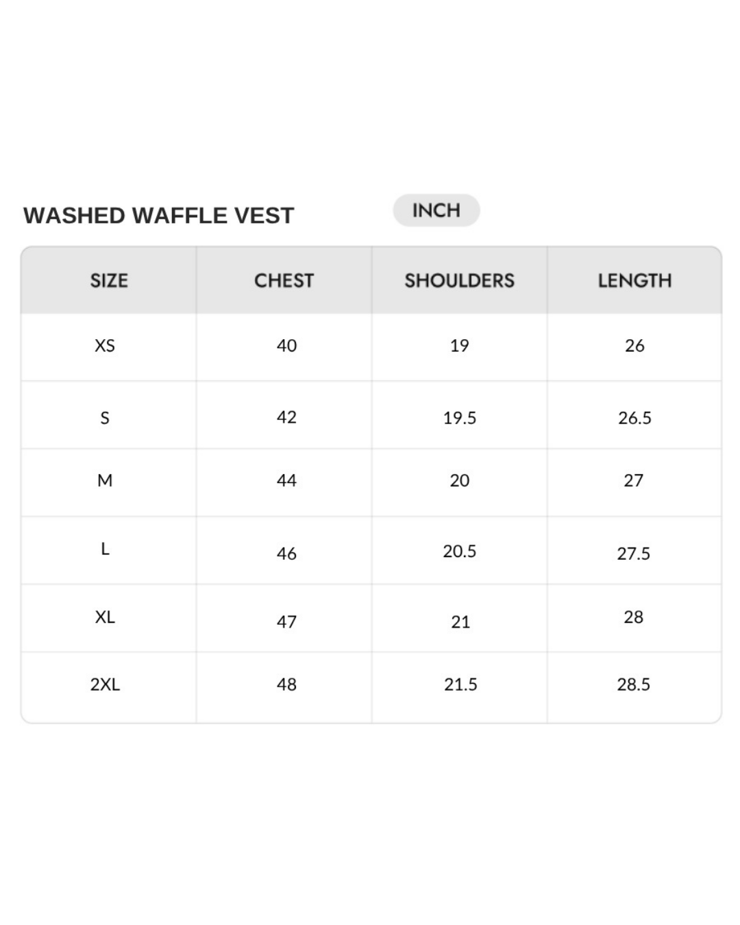 Size chart