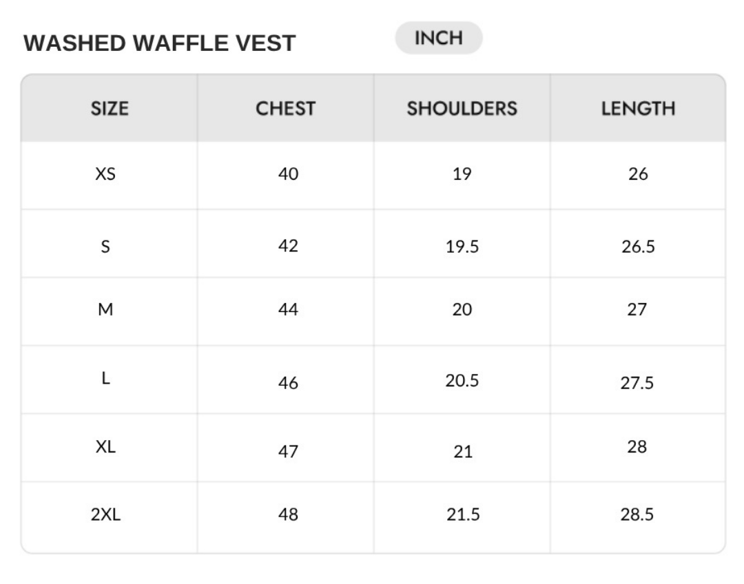 Size chart - INCH