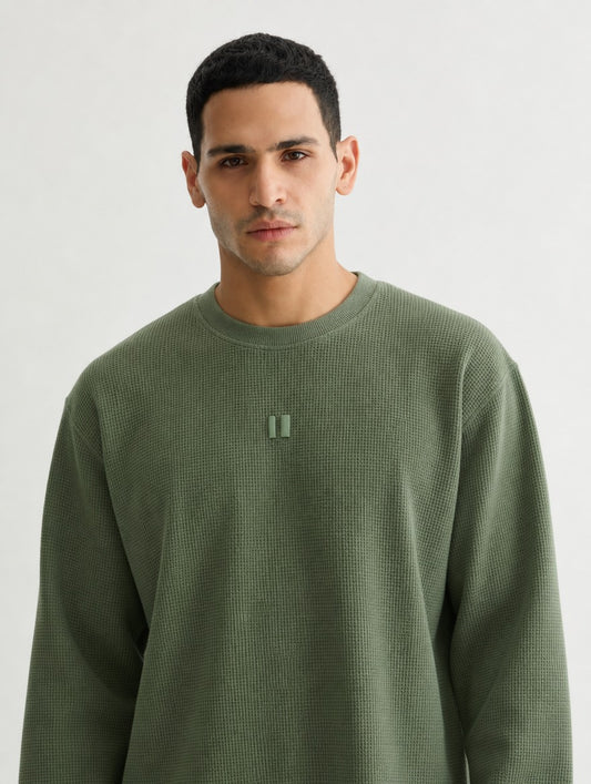 Olive Waffle Full Sleeve T-shirt
