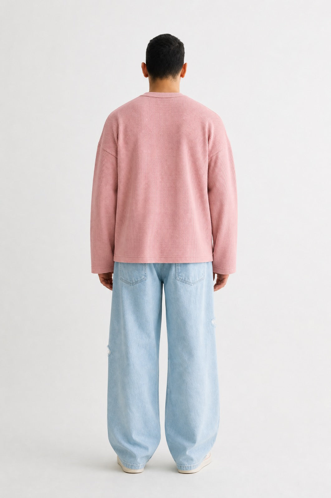 Baby Pink Full Sleeve Waffle T-shirt