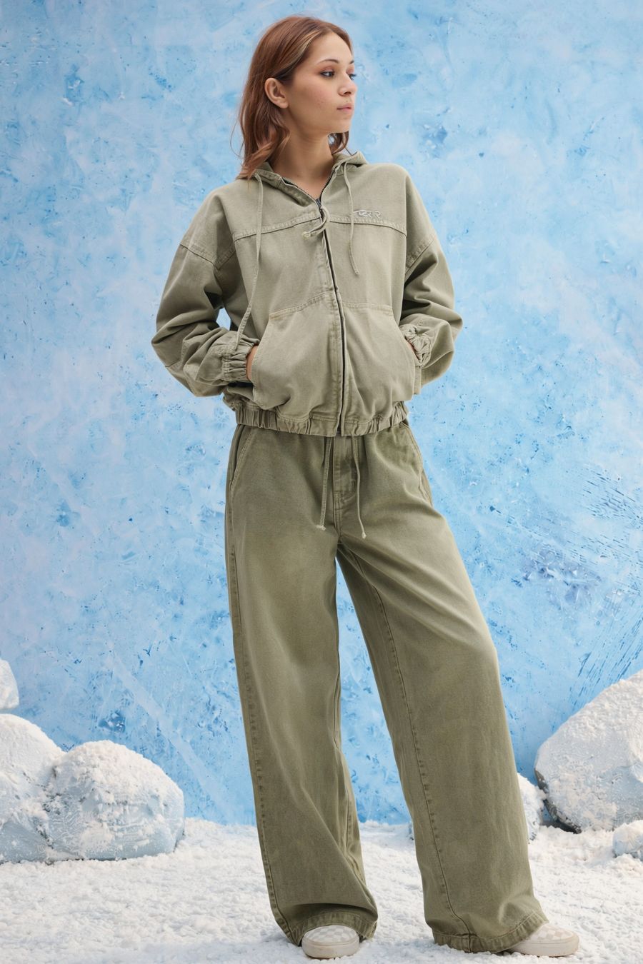 Olive Washed Denim Co-Ord Set