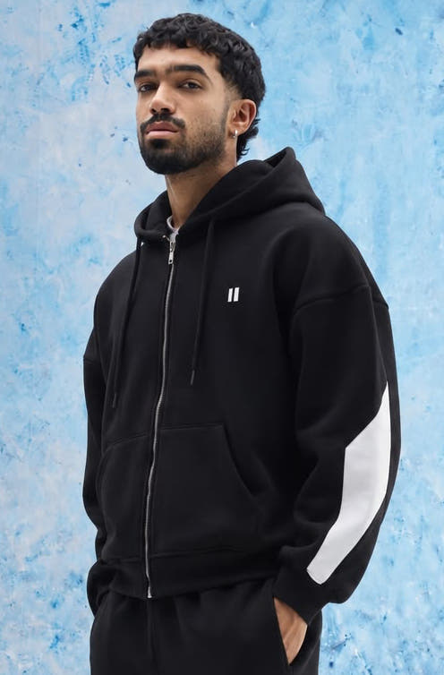 Black Everyday Zipper Hoodie