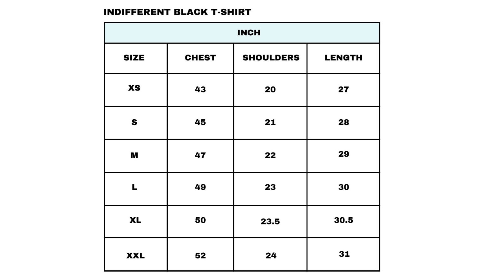 Size chart