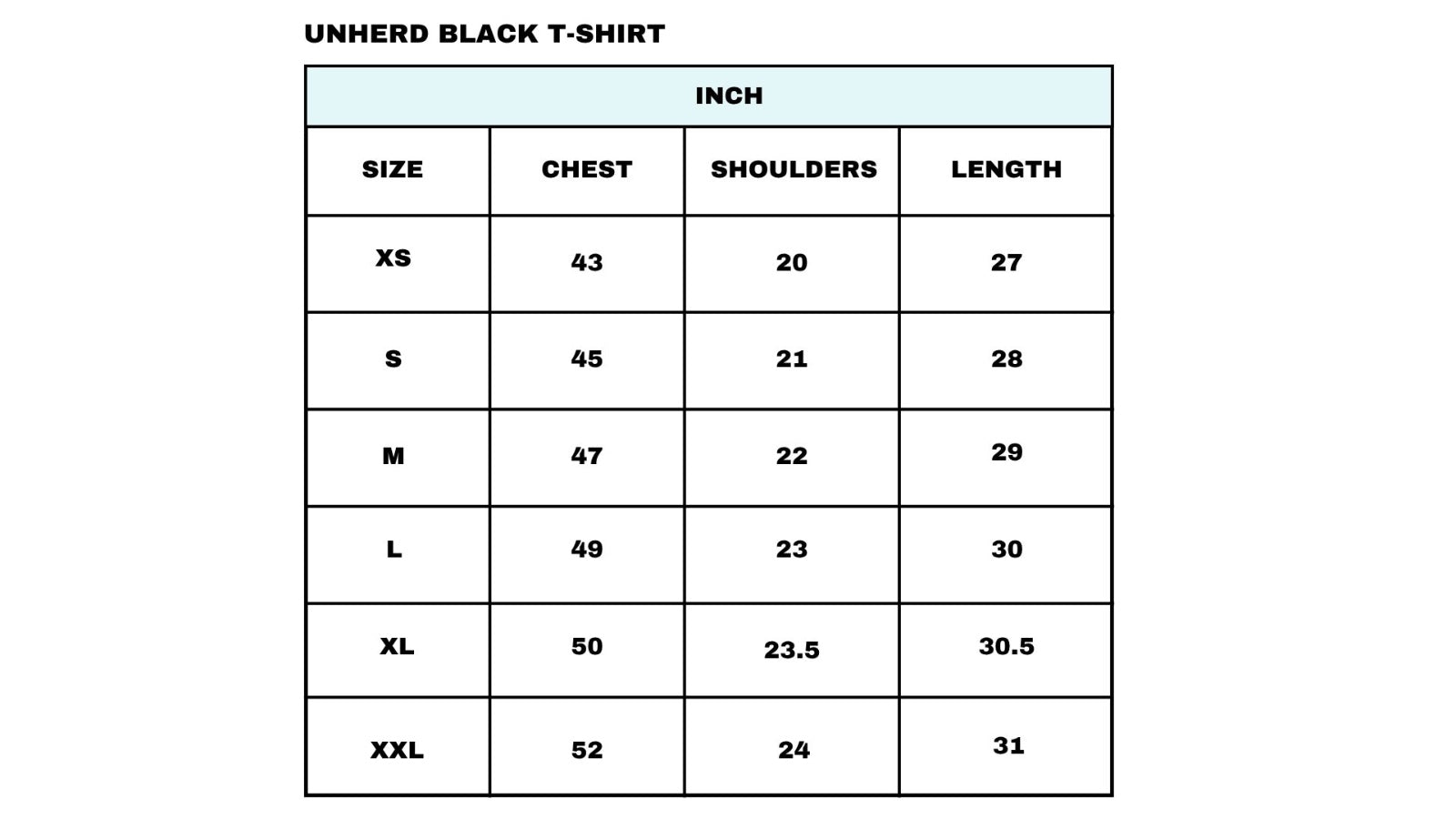 Size chart