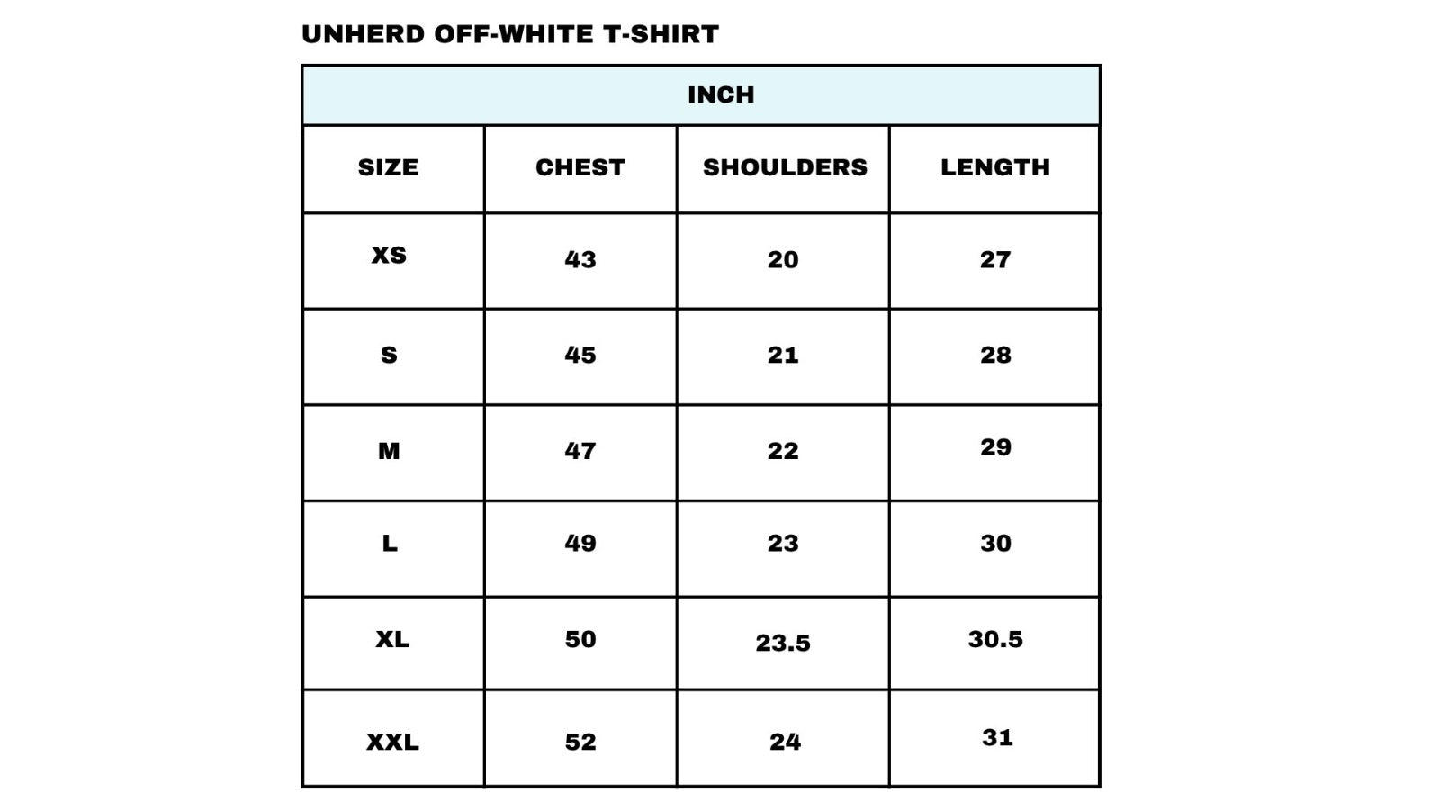 Size chart