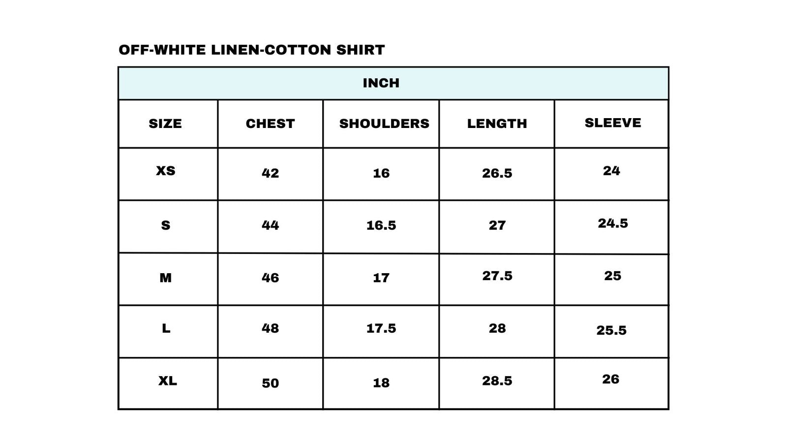 Size chart