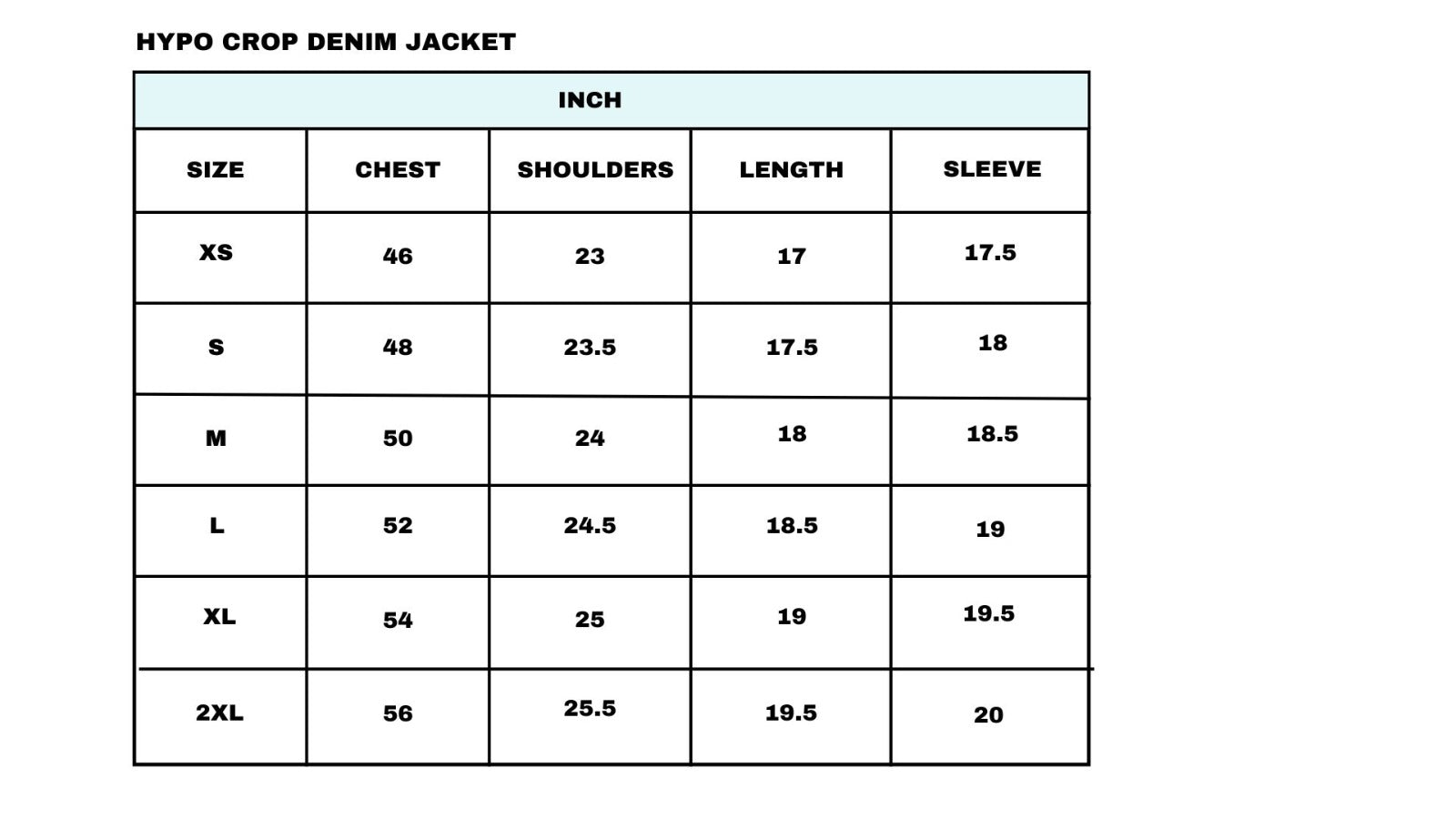 Size chart