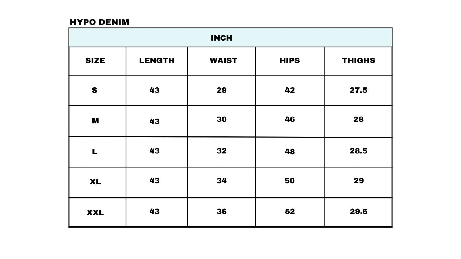 Size chart