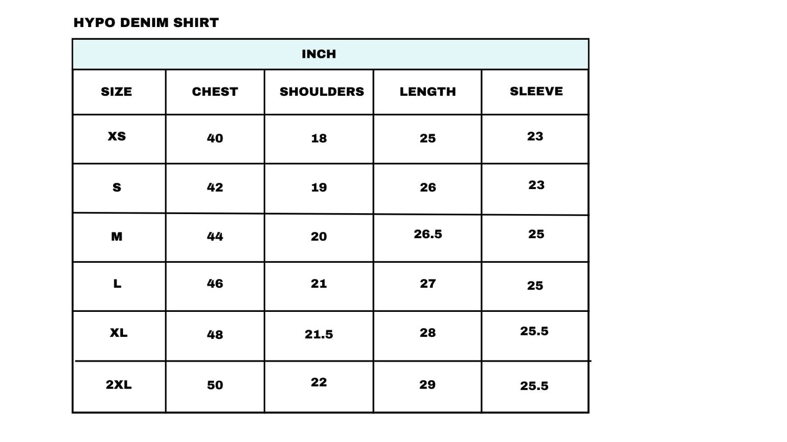 Size chart
