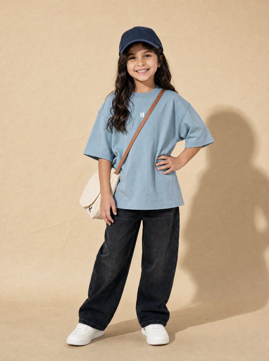Light Blue Solid T-Shirt Jr