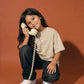 Cream Solid T-Shirt Jr