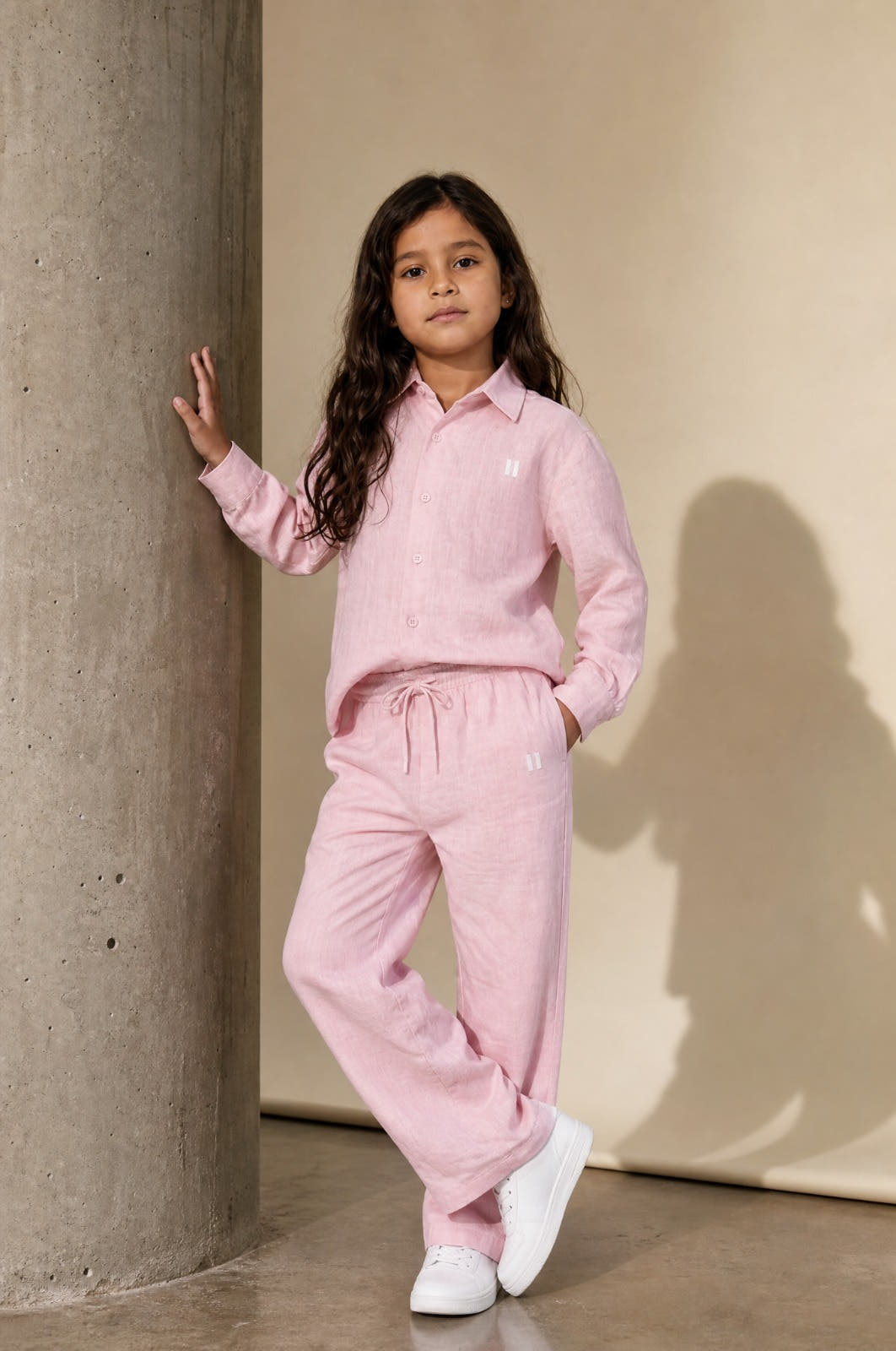 Baby Pink Linen Set Jr