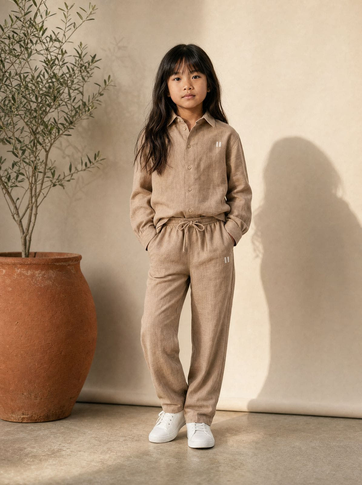 Mocha Brown Linen Set Jr