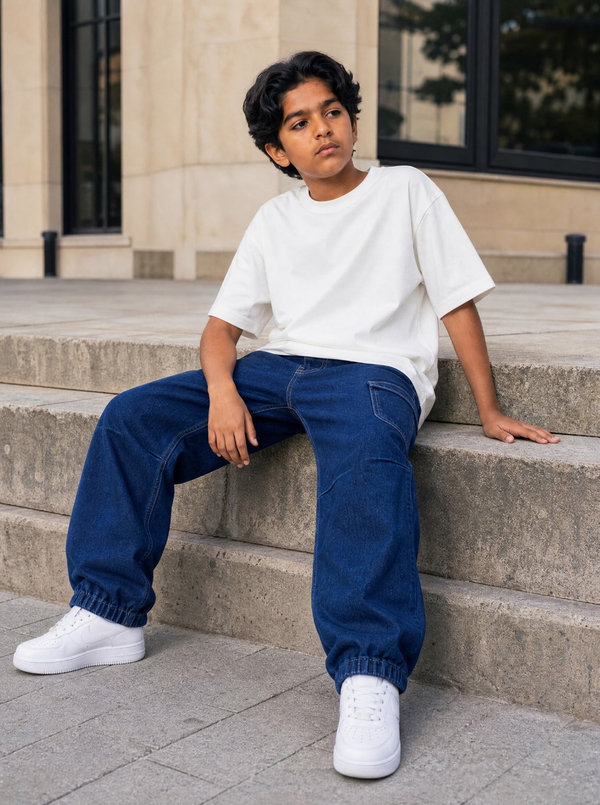 Indigo Denim Joggers Jr