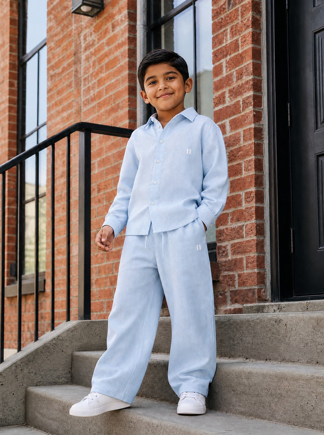 Light Blue Linen Set Jr