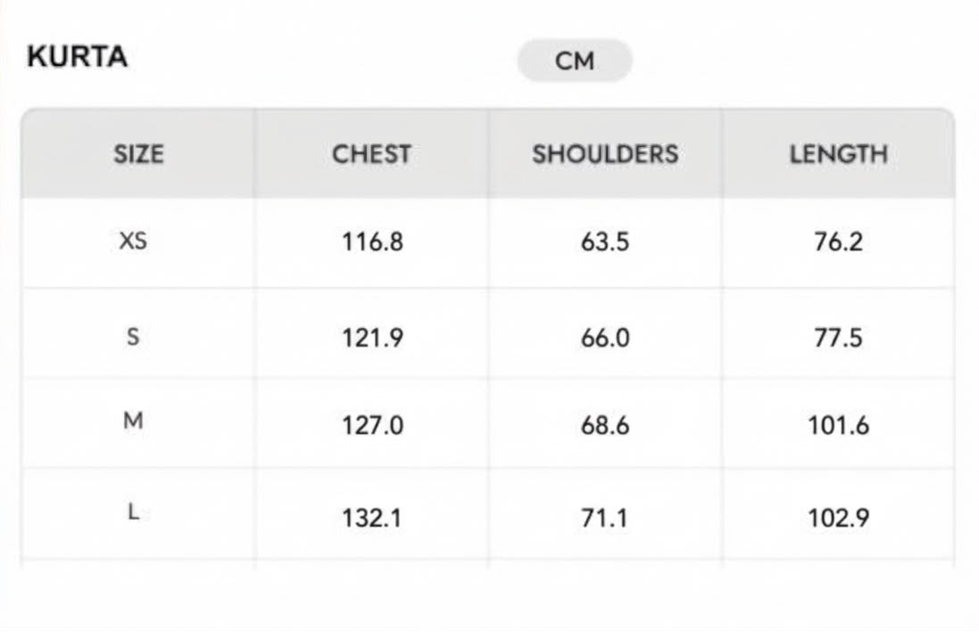 Size chart - CMS