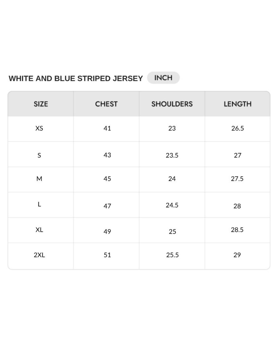 Size chart