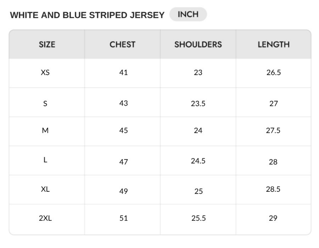 Size chart - INCH