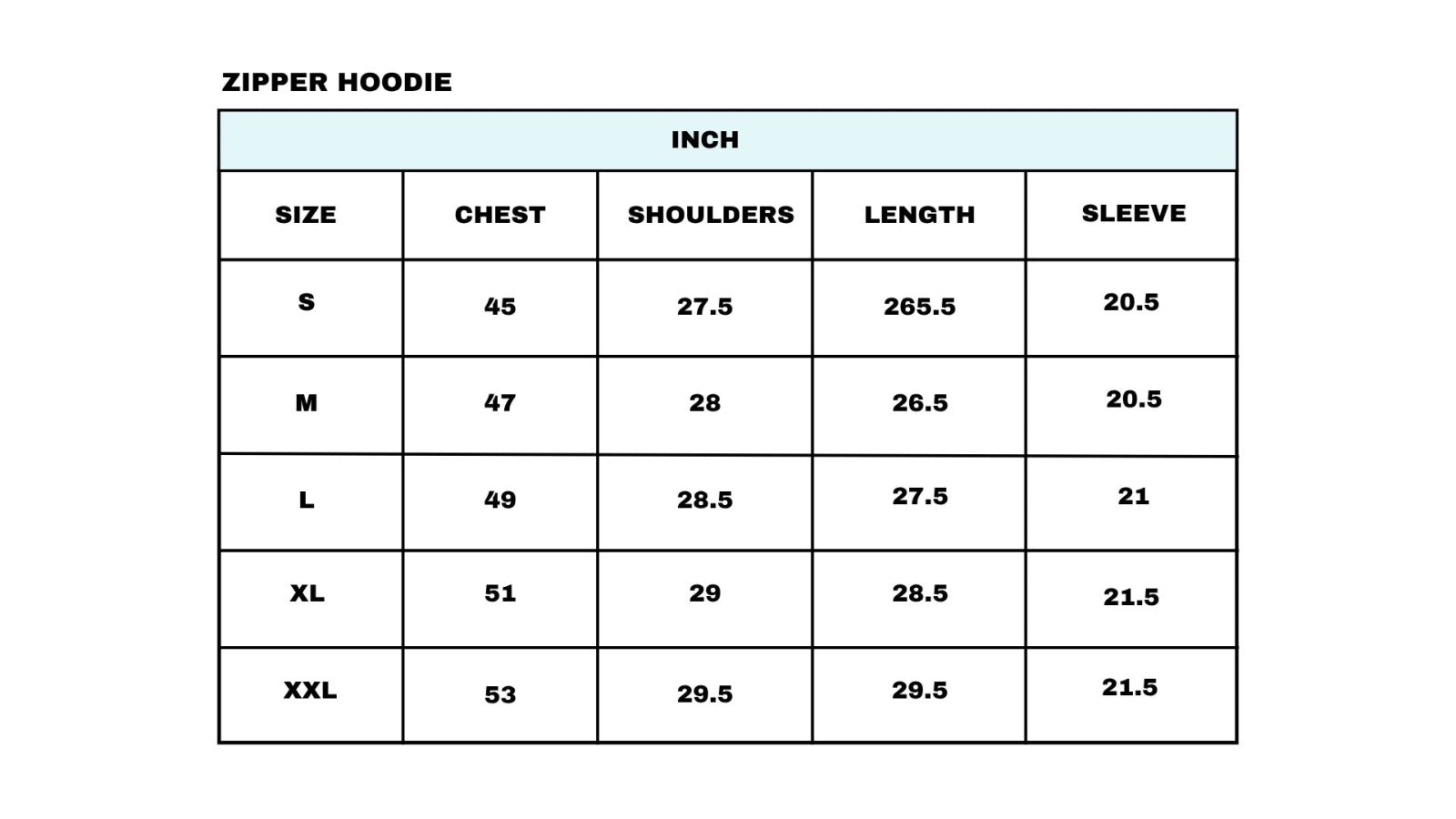 Size chart