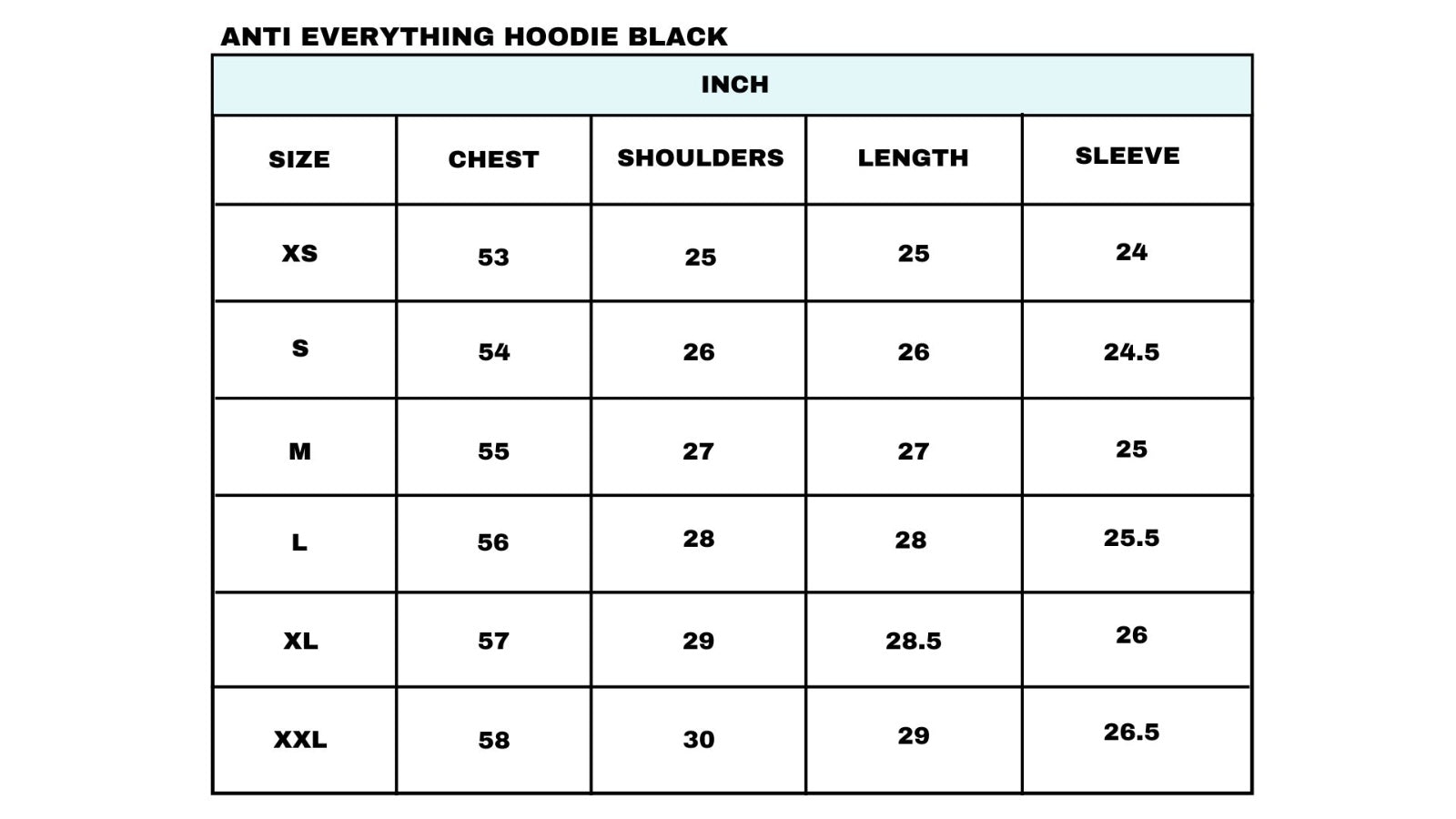 Size chart