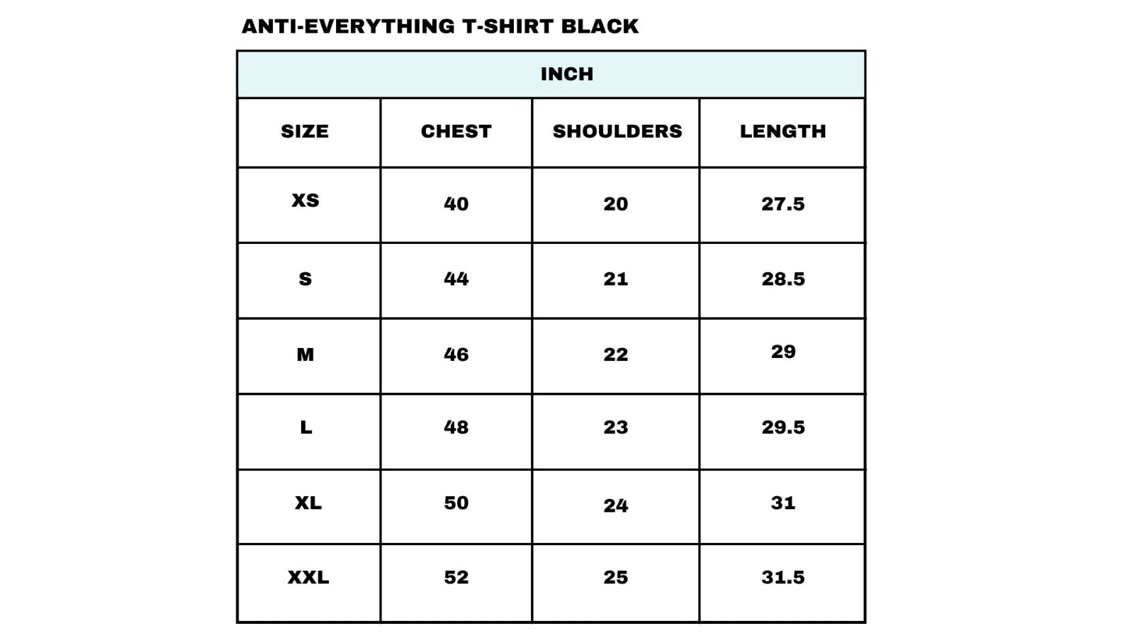 Size chart
