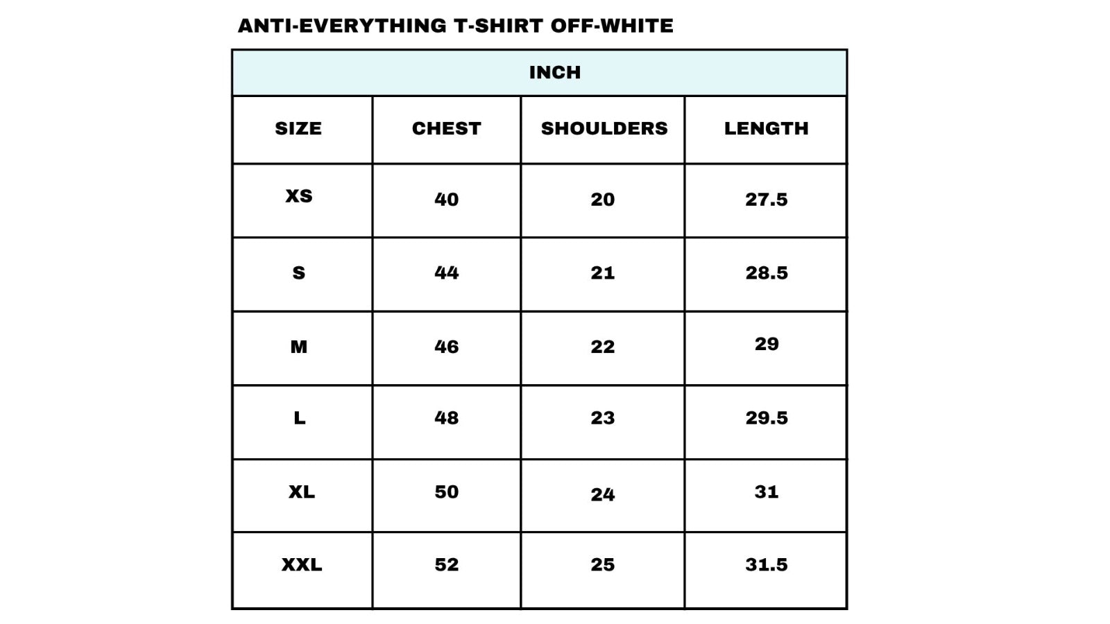 Size chart