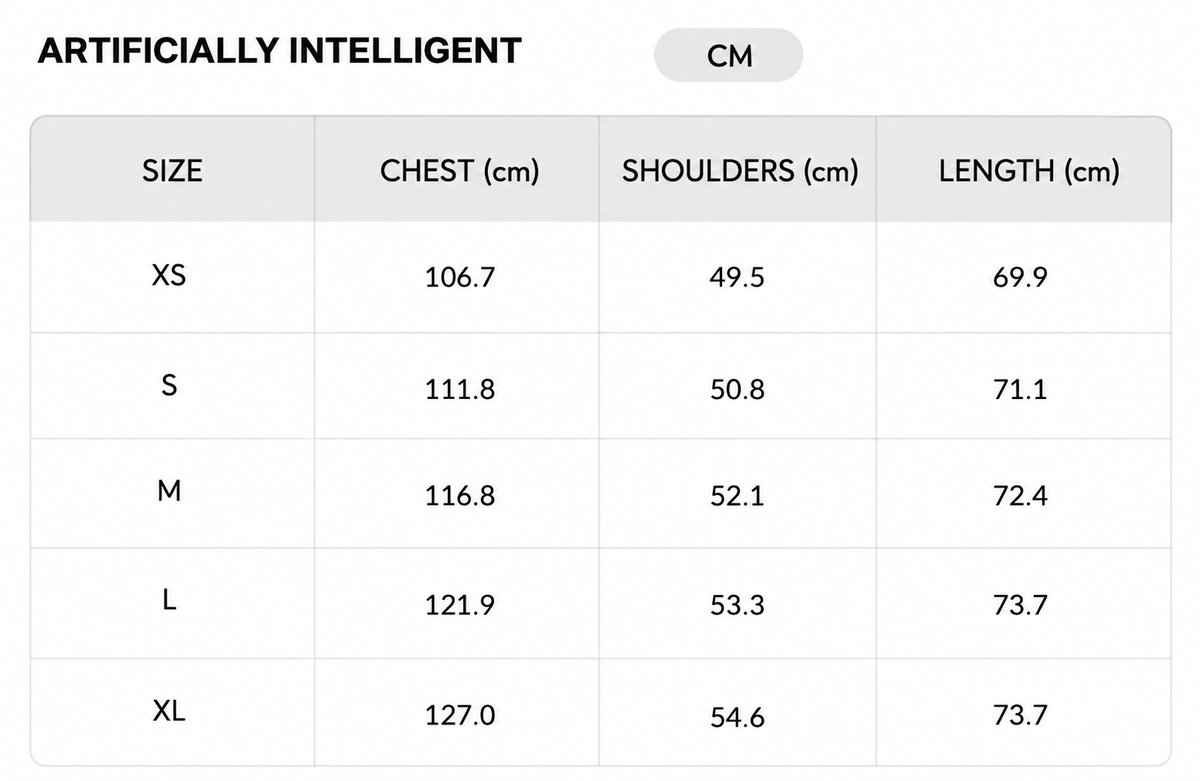 Size chart - CM