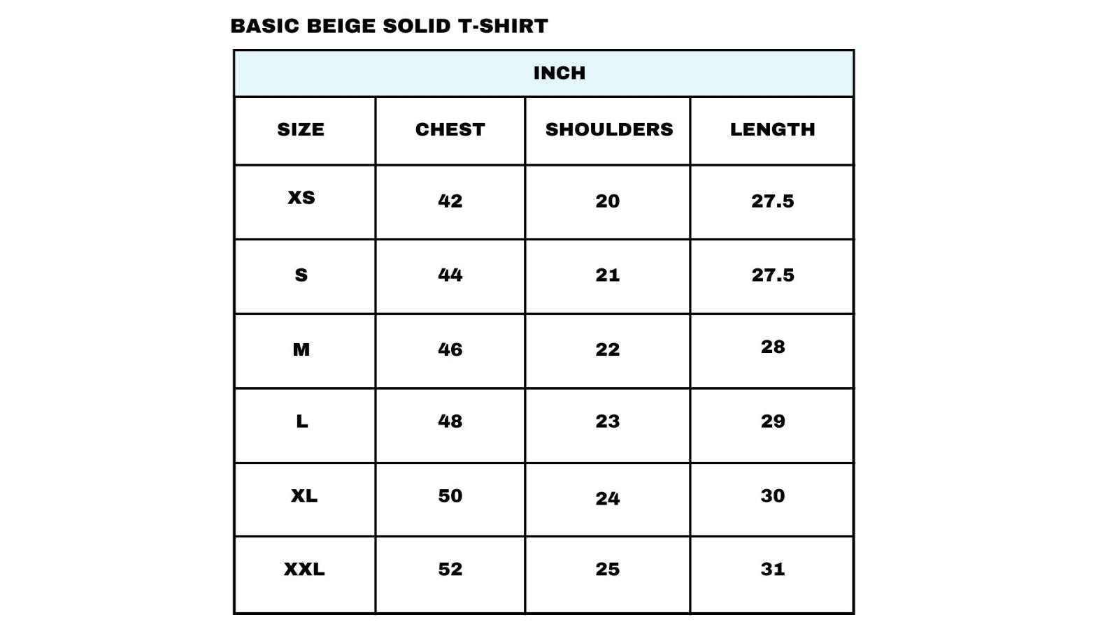 Size chart