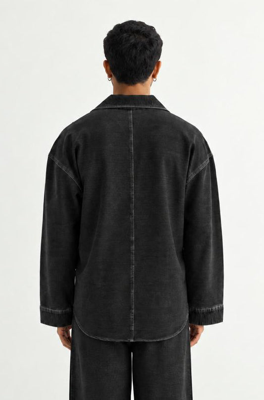Black Denim Kurta - Back
