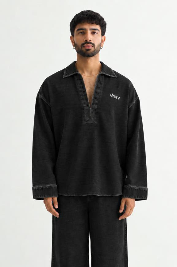 Black Denim Kurta - Full look