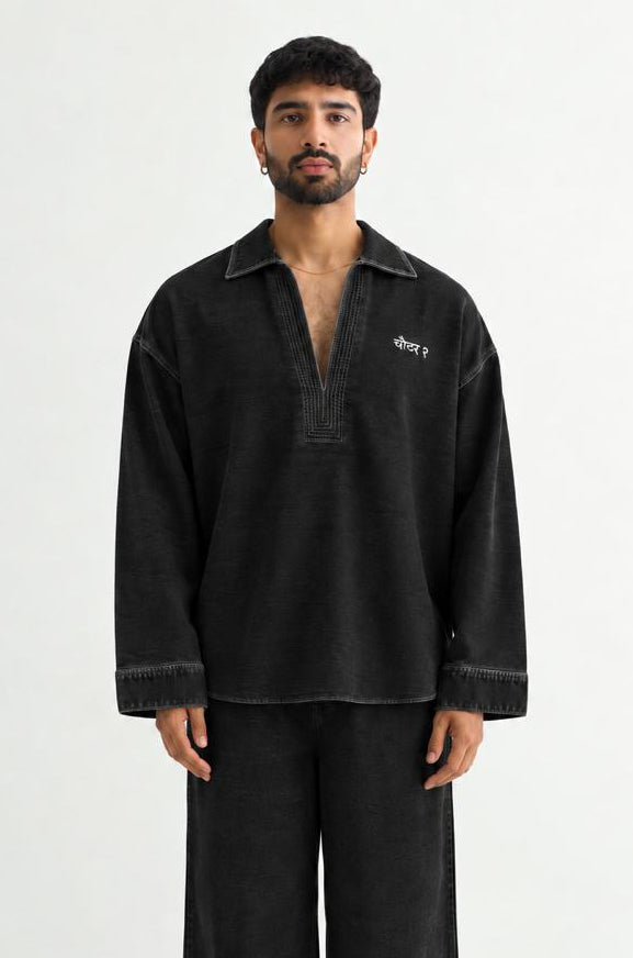 Black Denim Kurta - Full look