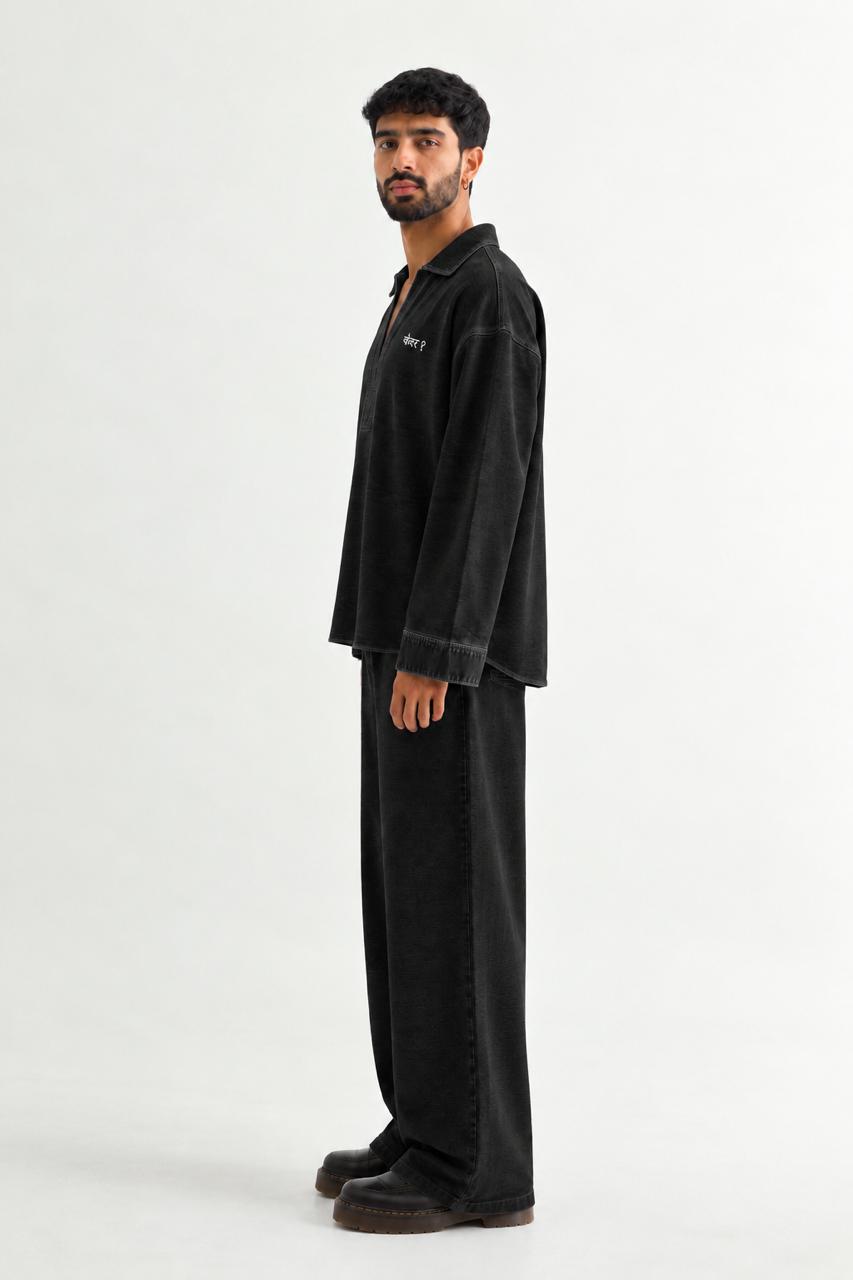 Black Denim Kurta Set - Side