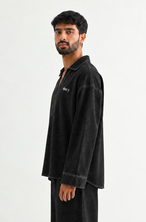 Black Denim Kurta - Side
