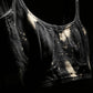Dark wash black crop with acid wash finish

