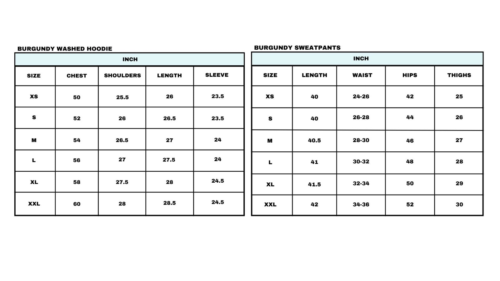 Size chart