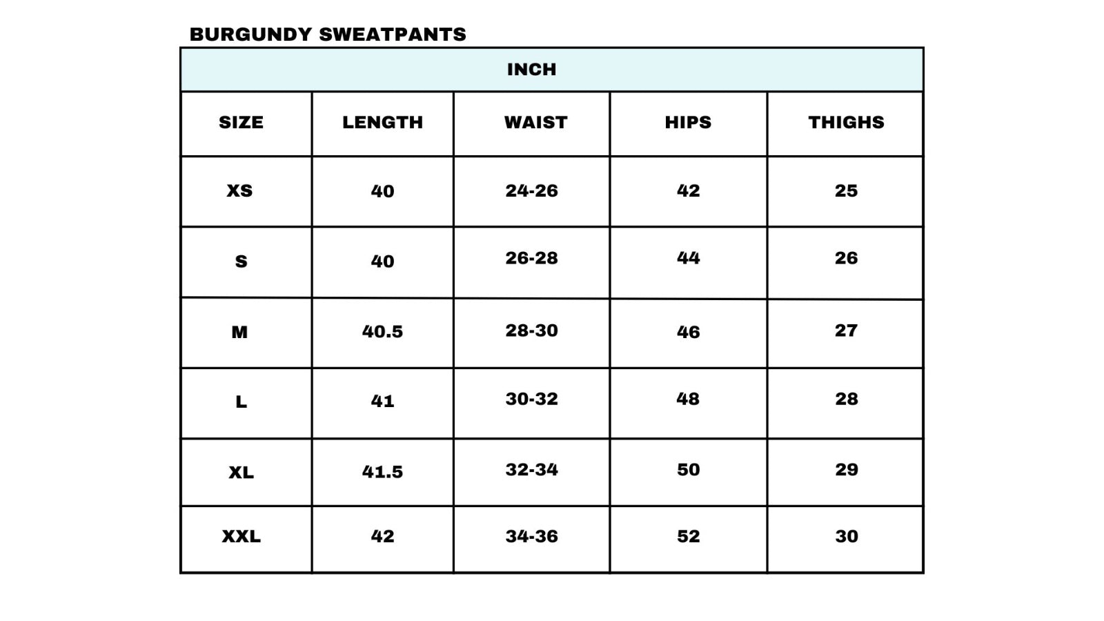 Size chart
